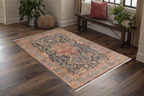 Oriental Ziegler Ryan Gray/Rust Hand Knotted Wool Rug - 4'0'' x 5'9''