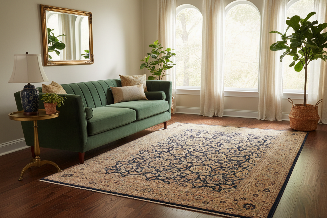 handmade Transitional Agra Tabriz Blue Tan Hand Knotted RECTANGLE 100% WOOL area rug 9x12