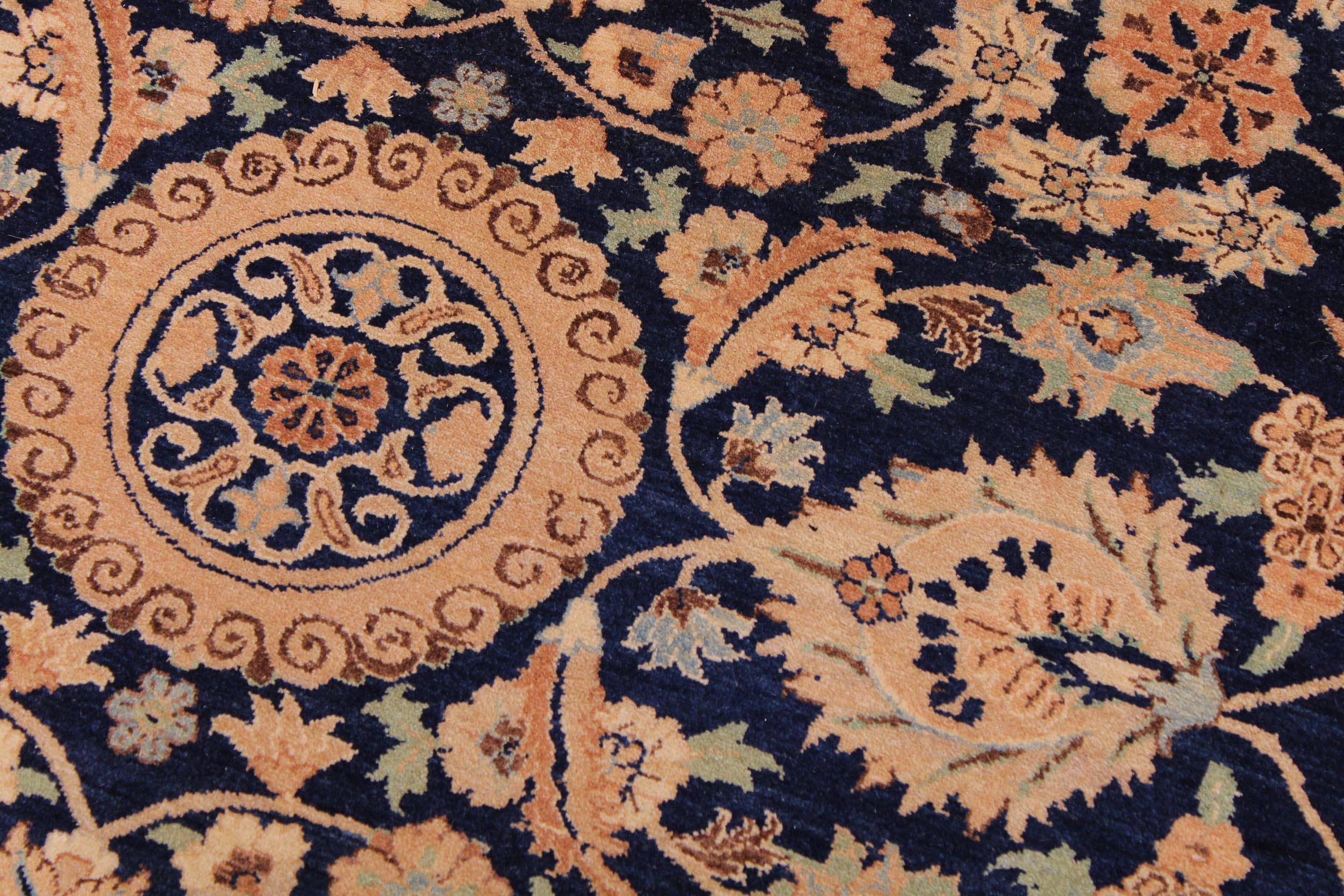 handmade Transitional Agra Tabriz Blue Tan Hand Knotted RECTANGLE 100% WOOL area rug 9 x 12