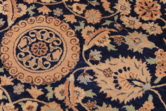 Semi-Antique Agra Tabriz Dena Blue/Tan Wool Rug - 8'10'' x 12'5''