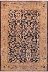 Traditional Agra Tabriz Dena Blue Tan Hand Knotted Area rugs 9 x 12
