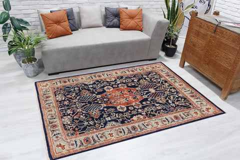 handmade Traditional Kafkaz Blue Rust Hand Knotted RECTANGLE 100% WOOL area rug 4x6
