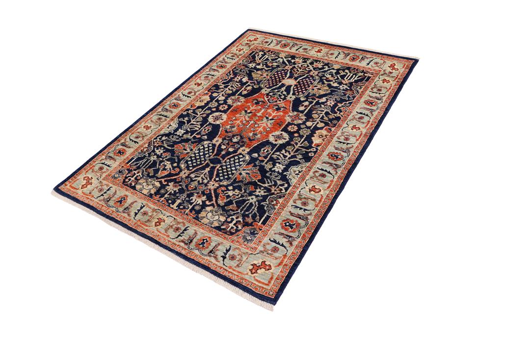 handmade Traditional Kafkaz Blue Rust Hand Knotted RECTANGLE 100% WOOL area rug 4 x 6