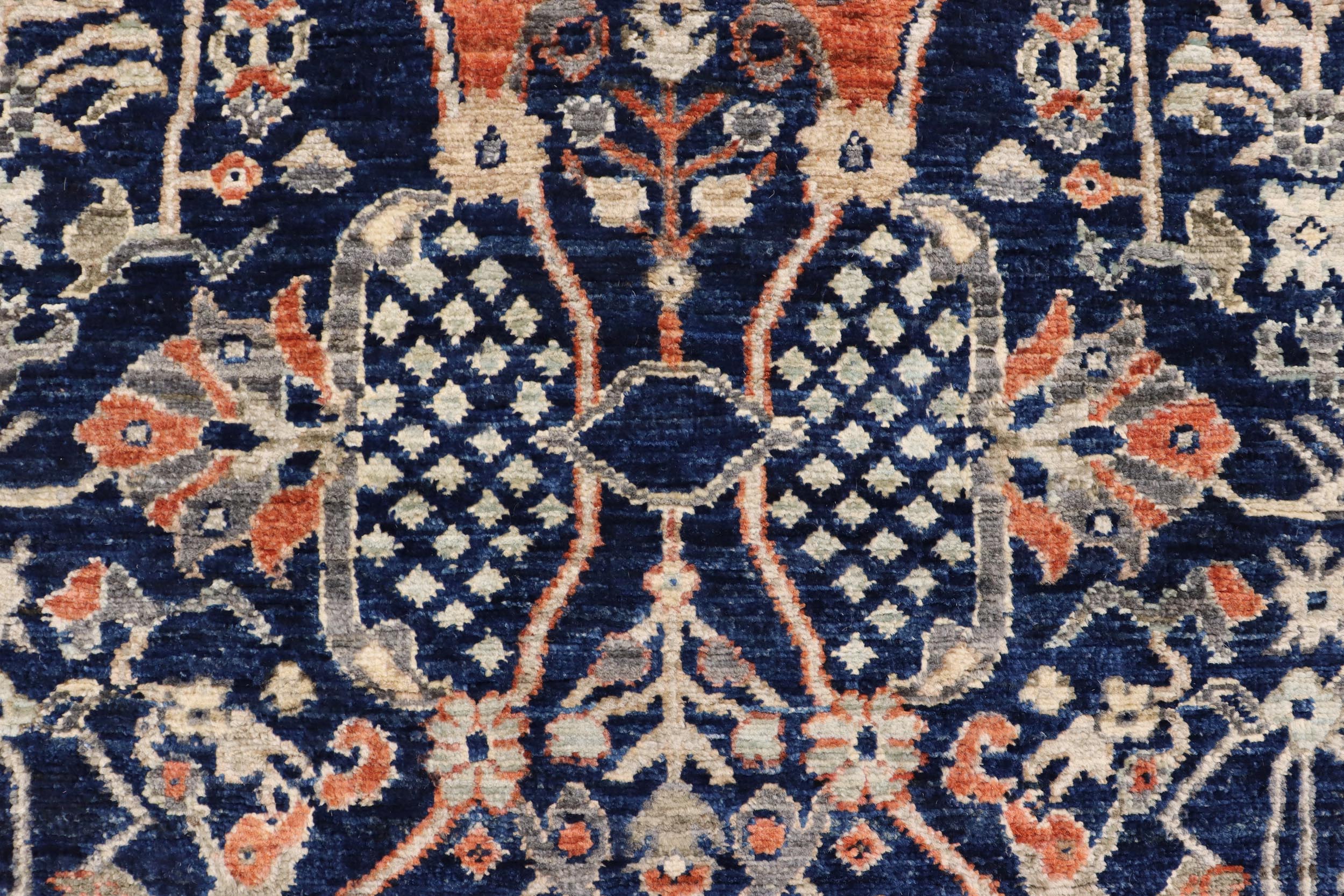 handmade Traditional Kafkaz Blue Rust Hand Knotted RECTANGLE 100% WOOL area rug 4x6