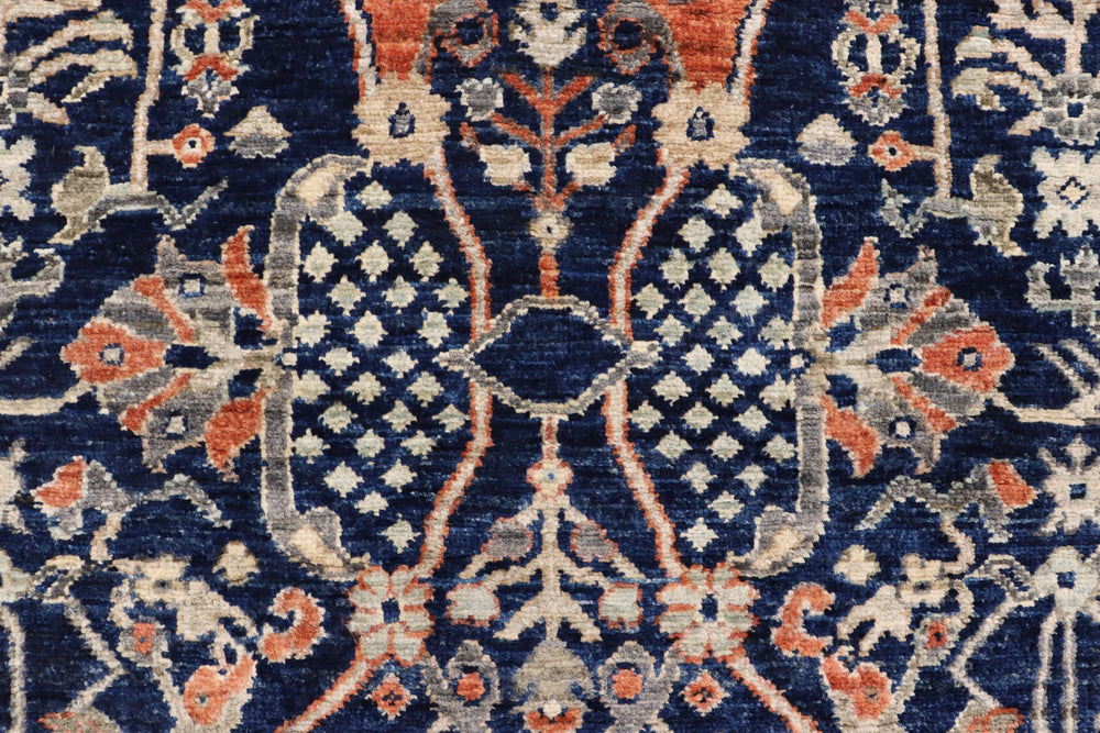 handmade Traditional Kafkaz Blue Rust Hand Knotted RECTANGLE 100% WOOL area rug 4x6