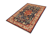 handmade Traditional Kafkaz Blue Brown Hand Knotted RECTANGLE 100% WOOL area rug 4 x 6