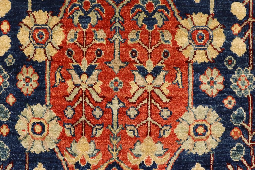 handmade Traditional Kafkaz Blue Brown Hand Knotted RECTANGLE 100% WOOL area rug 4 x 6