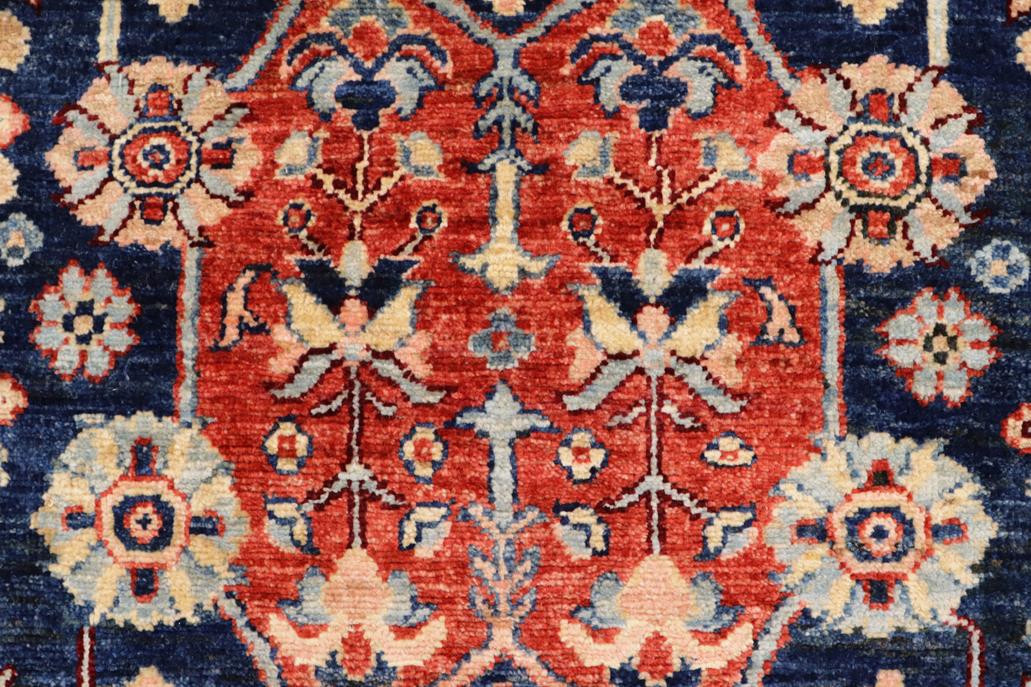 handmade Traditional Kafkaz Blue Tan Hand Knotted RECTANGLE 100% WOOL area rug 4 x 6