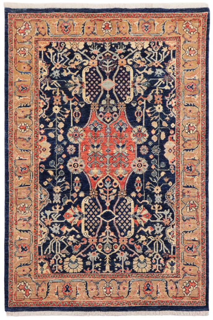 handmade Traditional Kafkaz Blue Brown Hand Knotted RECTANGLE 100% WOOL area rug 4 x 6