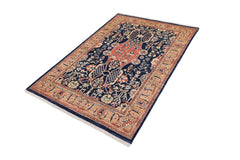 handmade Traditional Kafkaz Blue Brown Hand Knotted RECTANGLE 100% WOOL area rug 4 x 6
