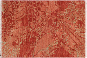 3x5 hand knotted modern wool rug in rust and gray - Eclectic Cara