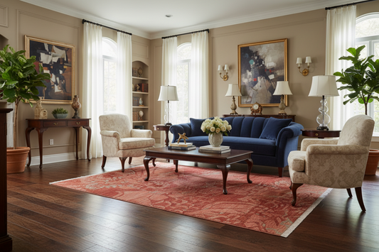 Eclectic Ziegler Cara Rust/Gray Wool Rug - 3'4'' x 4'11''