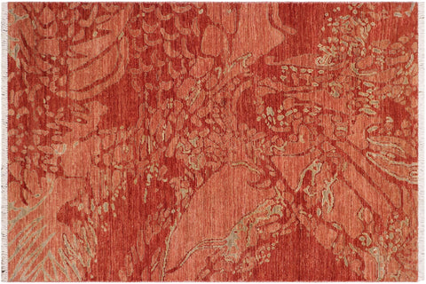 Eclectic Ziegler Cara Rust/Gray Wool Rug - 3'4'' x 4'11''