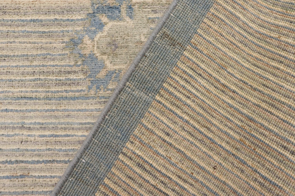 handmade Modern Kafkaz Blue Beige Hand Knotted RECTANGLE 100% WOOL area rug 3' x 5'