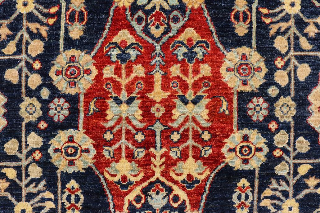 handmade Traditional Kafkaz Blue Tan Hand Knotted RECTANGLE 100% WOOL area rug 4 x 6