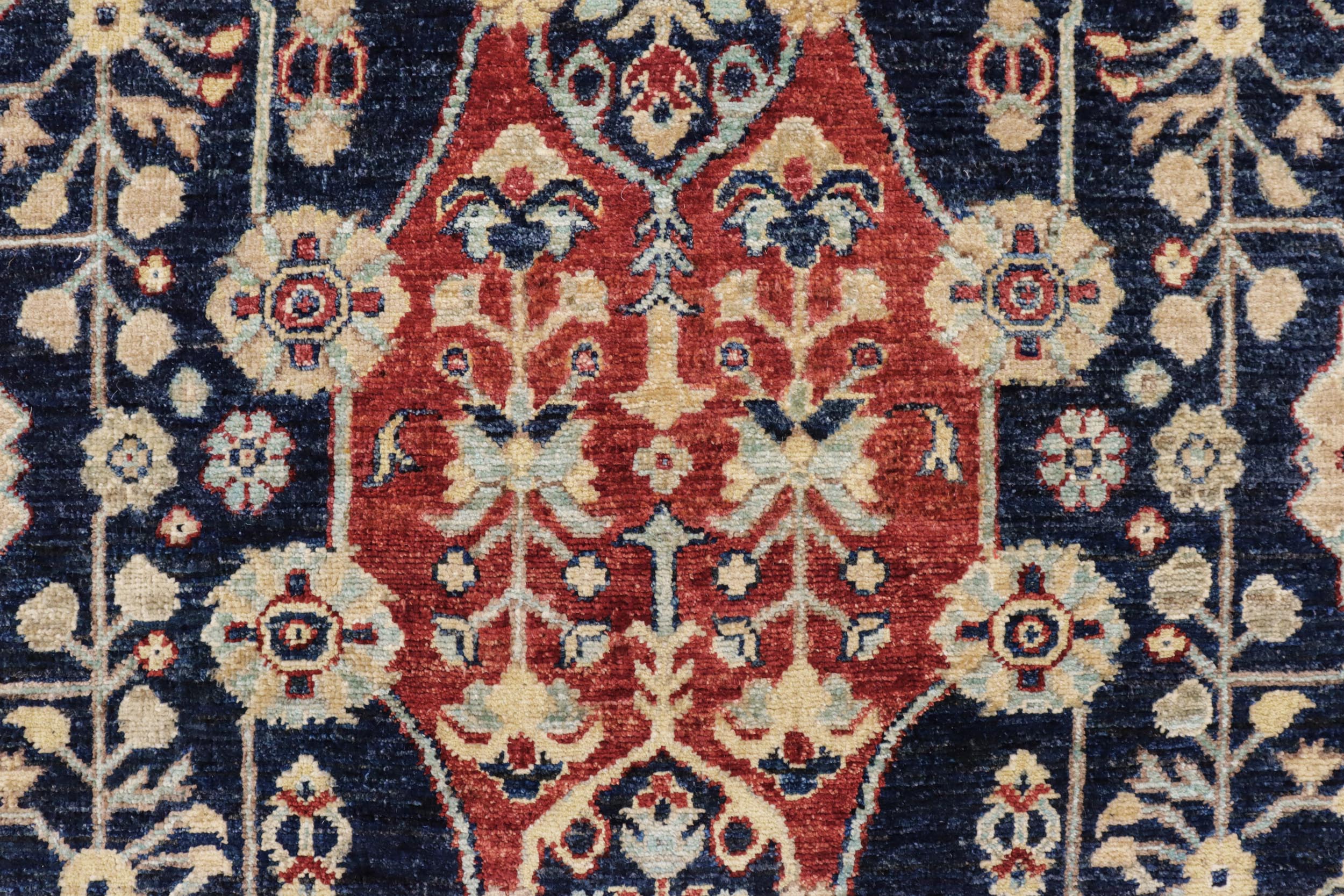 handmade Traditional Kafkaz Blue Tan Hand Knotted RECTANGLE 100% WOOL area rug 4x6