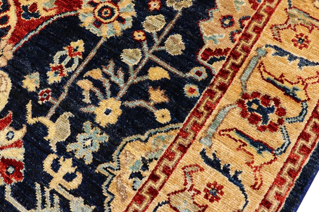 handmade Traditional Kafkaz Blue Tan Hand Knotted RECTANGLE 100% WOOL area rug 4 x 6