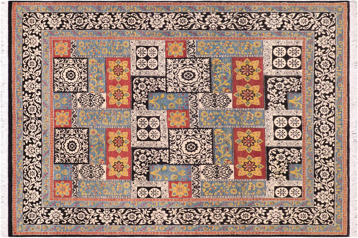 8x10 hand knotted modern wool rug in rust and black - Modern Chris
