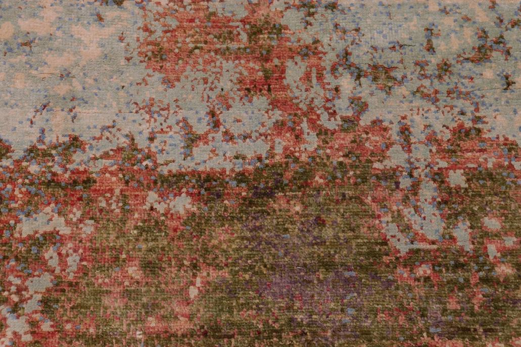 handmade Modern Modern Blue Beige Hand Knotted RECTANGLE WOOL&SILK area rug 8 x 11