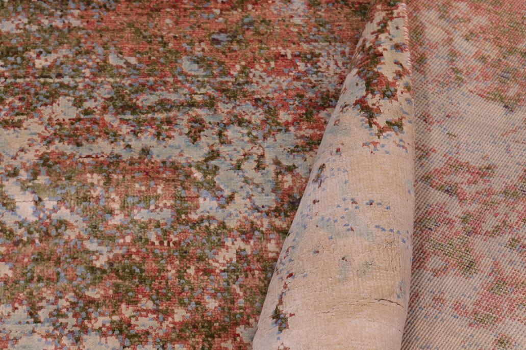 handmade Modern Modern Blue Beige Hand Knotted RECTANGLE WOOL&SILK area rug 8 x 11