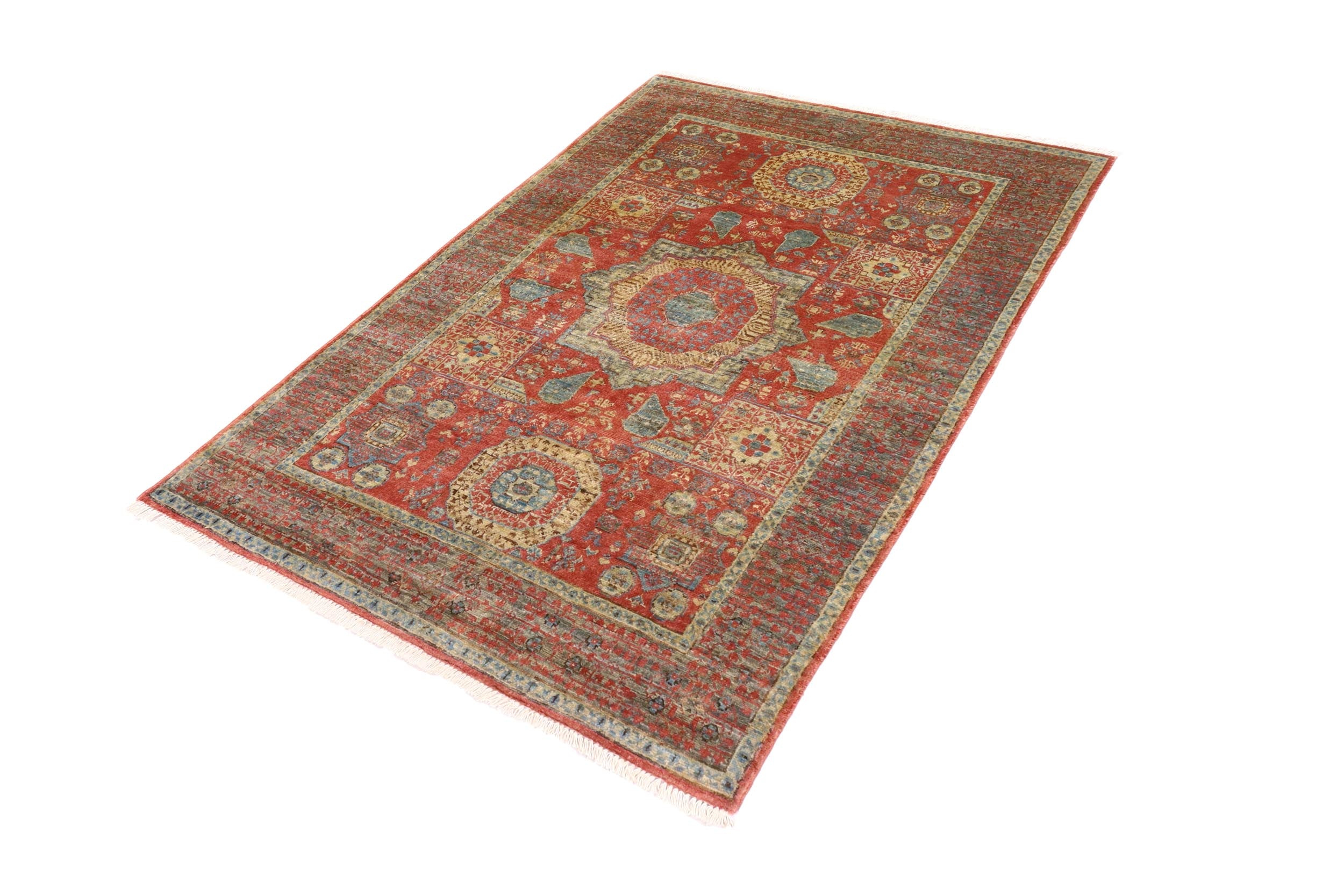 handmade Geometric Mamluk Rust Gray Hand Knotted RECTANGLE 100% WOOL area rug 3 x 5