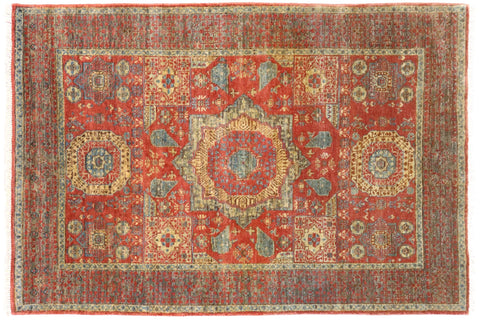 handmade Geometric Mamluk Rust Gray Hand Knotted RECTANGLE 100% WOOL area rug 3 x 5