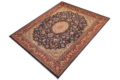handmade Traditional Hussani Blue Rose Hand Knotted RECTANGLE 100% WOOL area rug 9x12