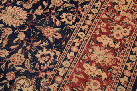 handmade Traditional Hussani Blue Rose Hand Knotted RECTANGLE 100% WOOL area rug 9x12