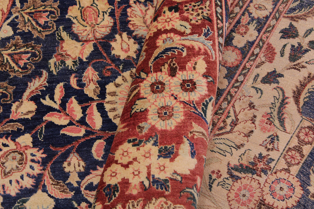 handmade Traditional Hussani Blue Rose Hand Knotted RECTANGLE 100% WOOL area rug 9x12
