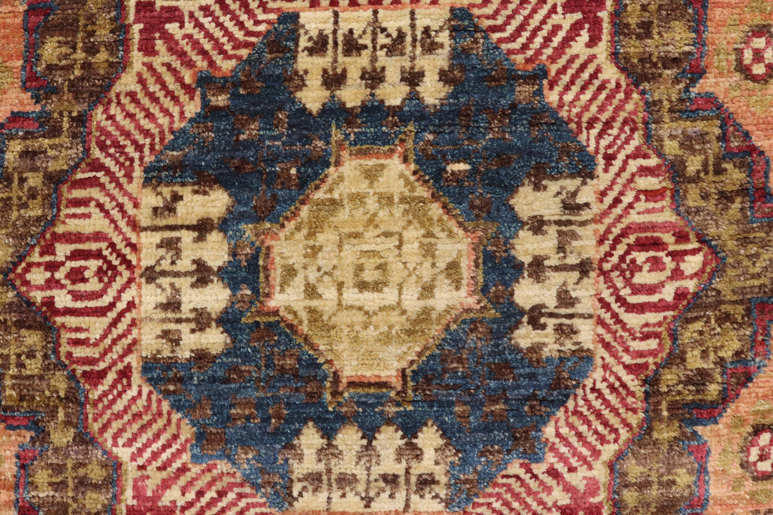 handmade Geometric Mamluk Blue Pink Hand Knotted RECTANGLE 100% WOOL area rug 2 x 3