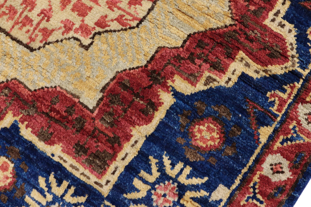 handmade Geometric Mamluk Blue Red Hand Knotted RECTANGLE 100% WOOL area rug 2 x 3