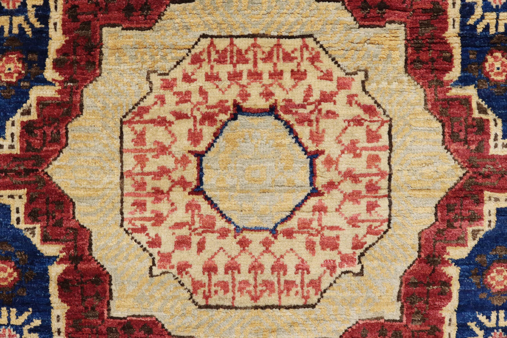 handmade Geometric Mamluk Blue Red Hand Knotted RECTANGLE 100% WOOL area rug 2 x 3