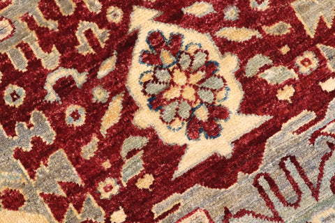 handmade Transitional Kafkaz Gray Red Hand Knotted RECTANGLE 100% WOOL area rug 5' x 6'