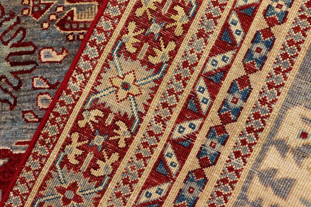 handmade Traditional Kafkaz Gray Red Hand Knotted RECTANGLE 100% WOOL area rug 5 x 6