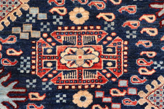 handmade Traditional Kafkaz Blue Rust Hand Knotted RECTANGLE 100% WOOL area rug 5 x 7