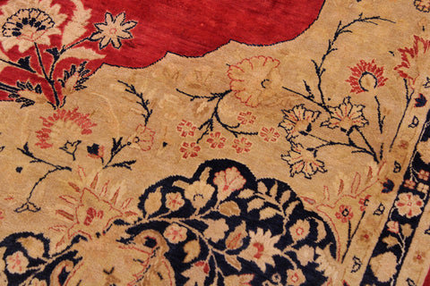handmade Traditional Kirman Red Tan Hand Knotted RECTANGLE 100% WOOL area rug 9x12