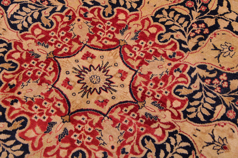 handmade Traditional Kirman Red Tan Hand Knotted RECTANGLE 100% WOOL area rug 9x12
