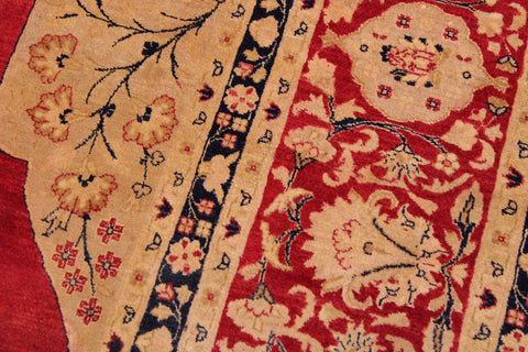 handmade Traditional Kirman Red Tan Hand Knotted RECTANGLE 100% WOOL area rug 9x12