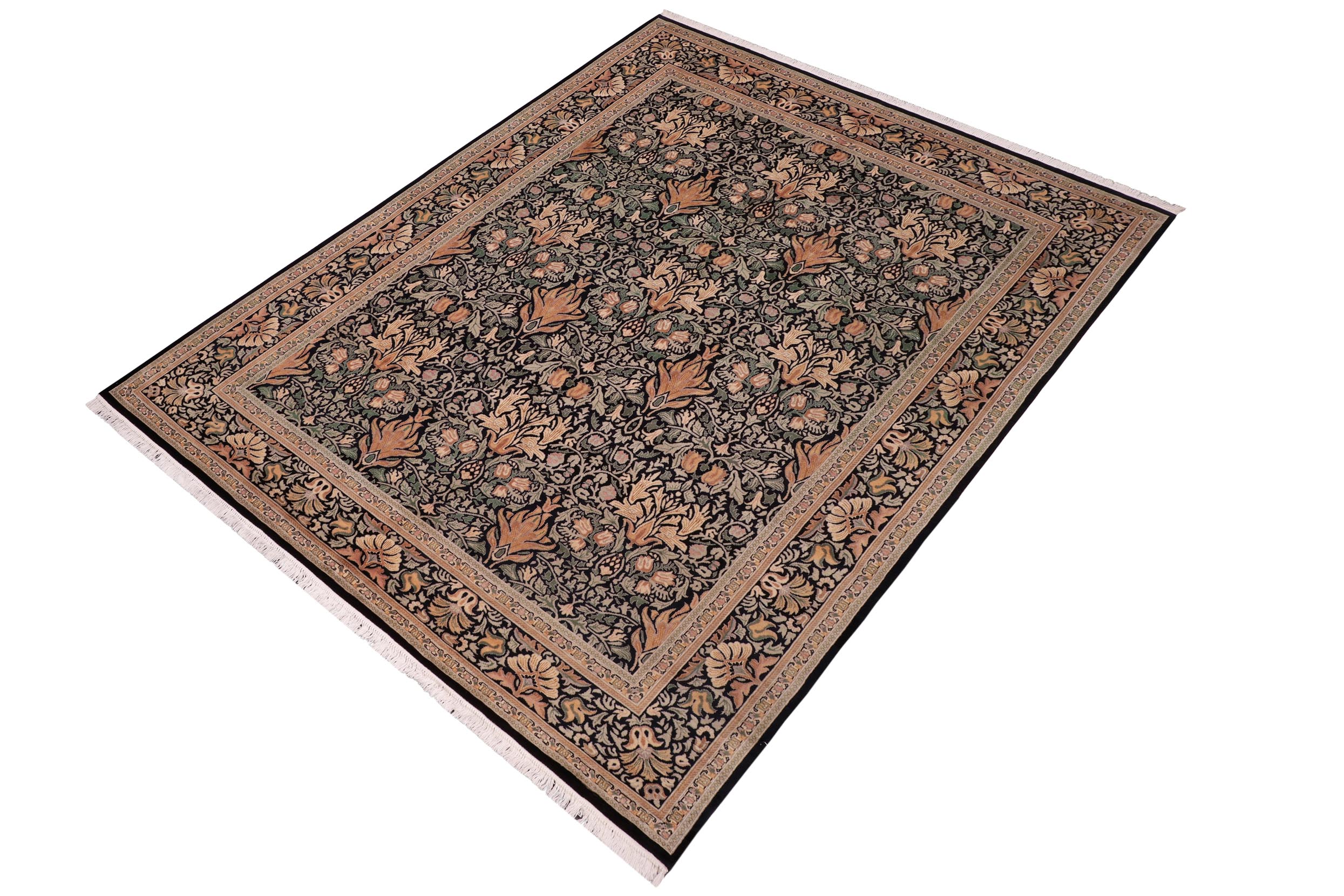 handmade Transitional Snakehead Black Gold Hand Knotted RECTANGLE 100% WOOL area rug 8x10