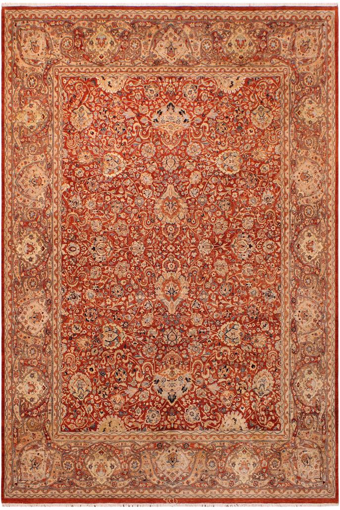 Traditional Agra Latonya Rust Multi Hand Knotted Area rugs 9 x 12
