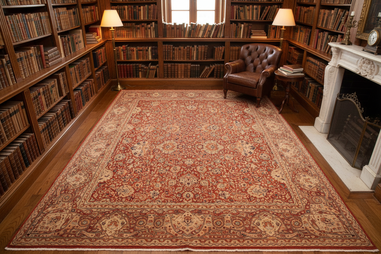 handmade Transitional Agra Rust Multi Hand Knotted RECTANGLE 100% WOOL area rug 9x12