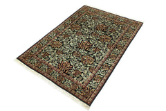 handmade Transitional Honeysuckle Black Green Hand Knotted RECTANGLE 100% WOOL area rug 6x9