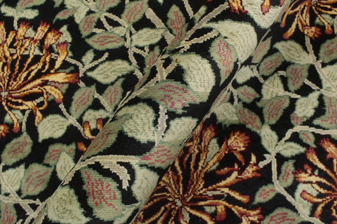 handmade Transitional Honeysuckle Black Green Hand Knotted RECTANGLE 100% WOOL area rug 6x9