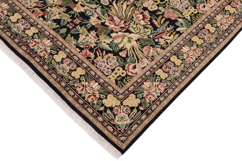 handmade Transitional Basarabian Black Beige Hand Knotted RECTANGLE 100% WOOL area rug 6x9