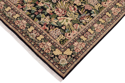 handmade Transitional Basarabian Black Beige Hand Knotted RECTANGLE 100% WOOL area rug 6x9