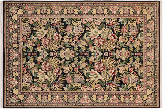 handmade Transitional Basarabian Black Beige Hand Knotted RECTANGLE 100% WOOL area rug 6x9