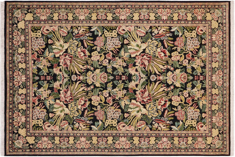 handmade Transitional Basarabian Black Beige Hand Knotted RECTANGLE 100% WOOL area rug 6x9