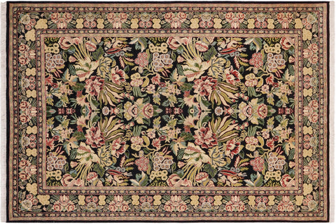 handmade Transitional Basarabian Black Beige Hand Knotted RECTANGLE 100% WOOL area rug 6x9
