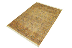 handmade Transitional Tabriz Gold Green Hand Knotted RECTANGLE 100% WOOL area rug 6x9