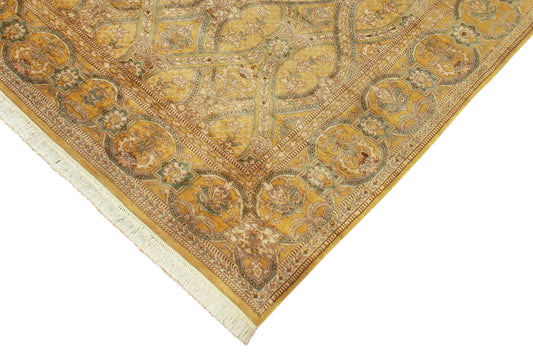 handmade Transitional Tabriz Gold Green Hand Knotted RECTANGLE 100% WOOL area rug 6x9